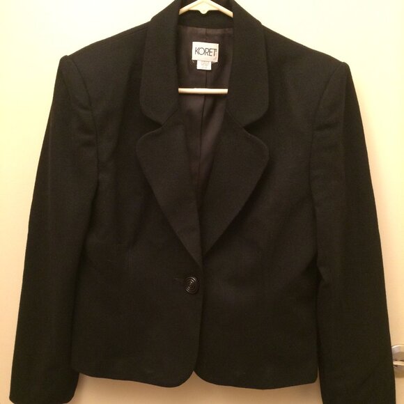Koret Women's Vintage Black Lined Suit Jacket / Blazer - 100% Wool - Sz 12 - Picture 3 of 11